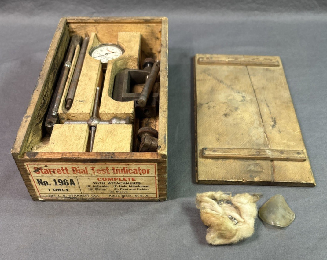 Vintage Starrett Dial Test Indicator No. 196A - w/ original wooden box