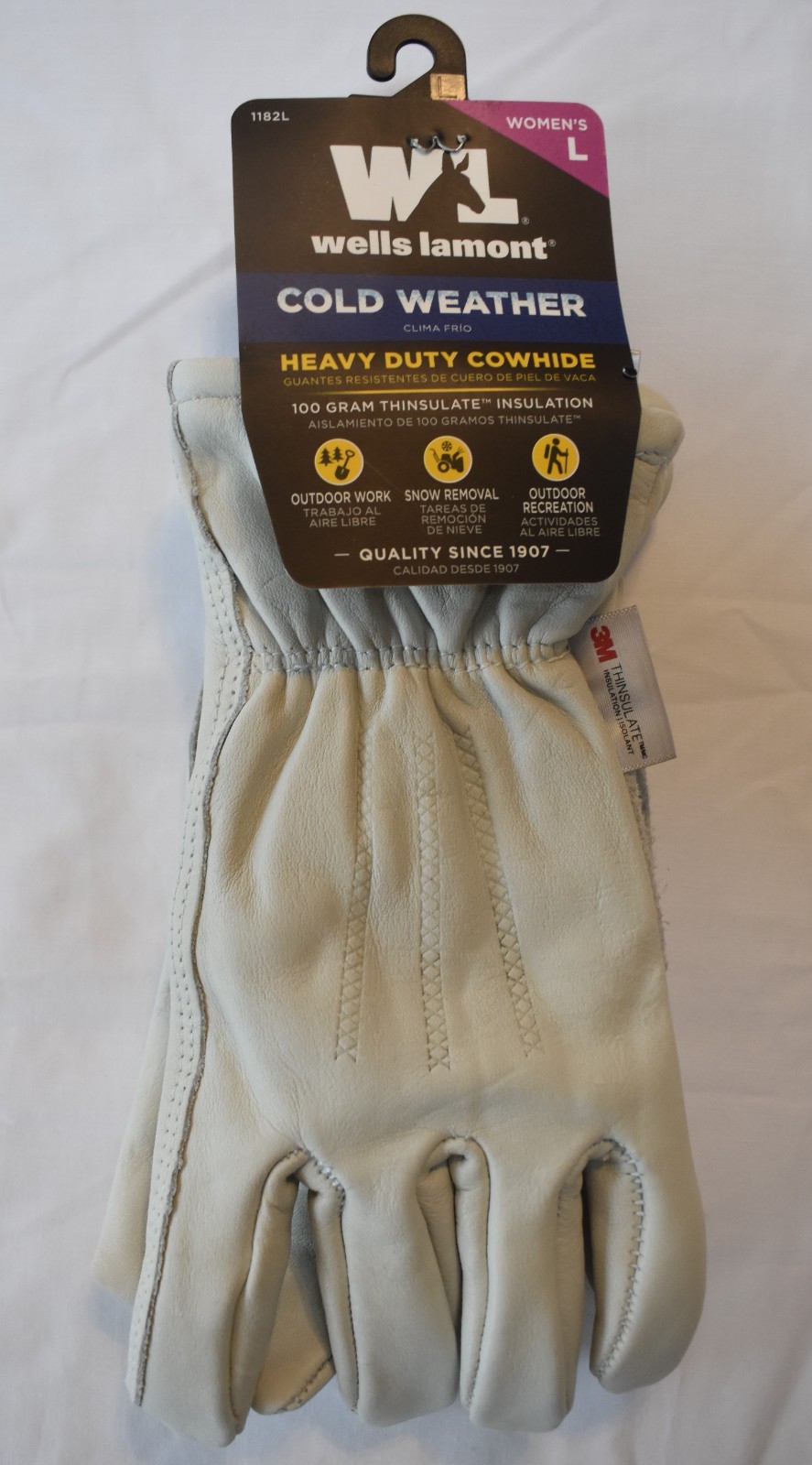 Wells Lamont Women's Leather Cowhide Insulated Cold Weather HD Work Gloves Large