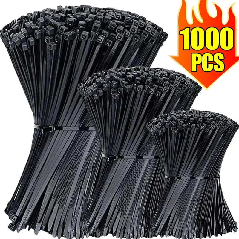 1000/100Pcs Nylon Cable Zip Ties Self-Locking Cord Ties Straps Adjustable