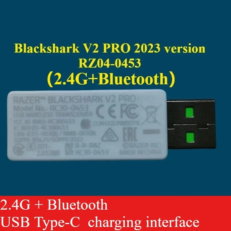 USB Dongle Receiver for Razer Blackshark V2 Pro (2023) 2.4G+Bluetooth Headset