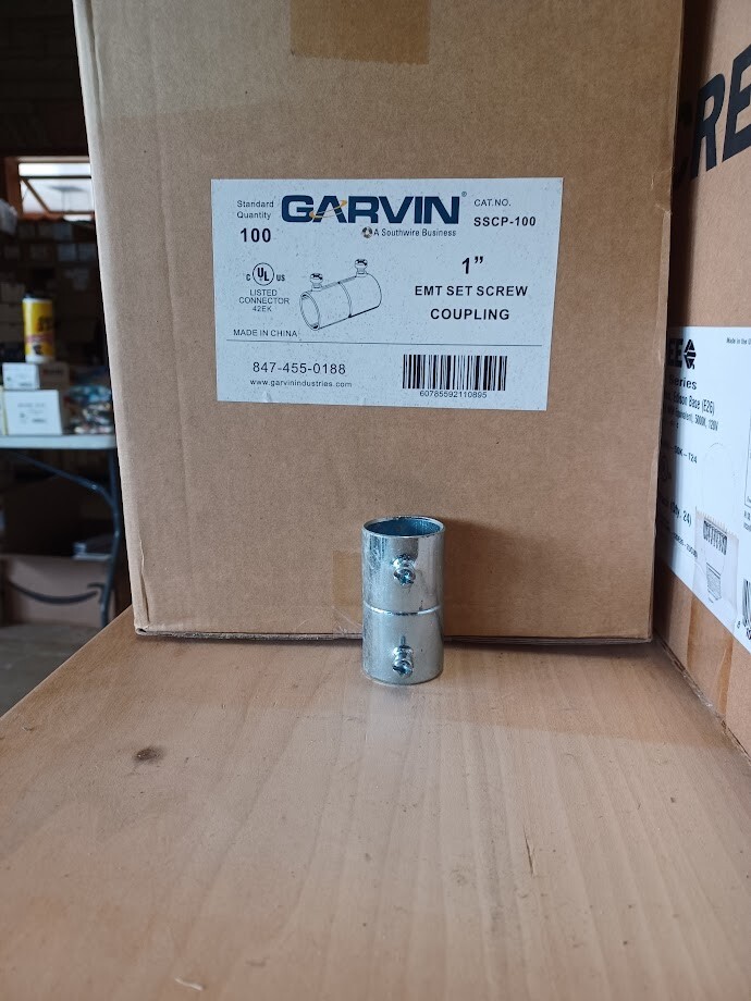 garvin 1”  SSCp-100 Steel EMT Coupling  (Box of 100) New