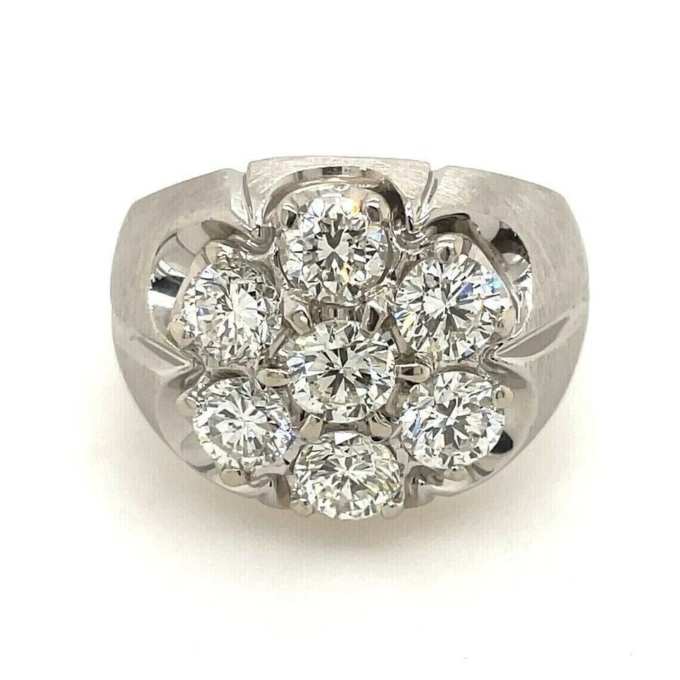 3Ct Round Cut Moissanite Men's Cluster Engagement Ring Real 925 Sterling Silver