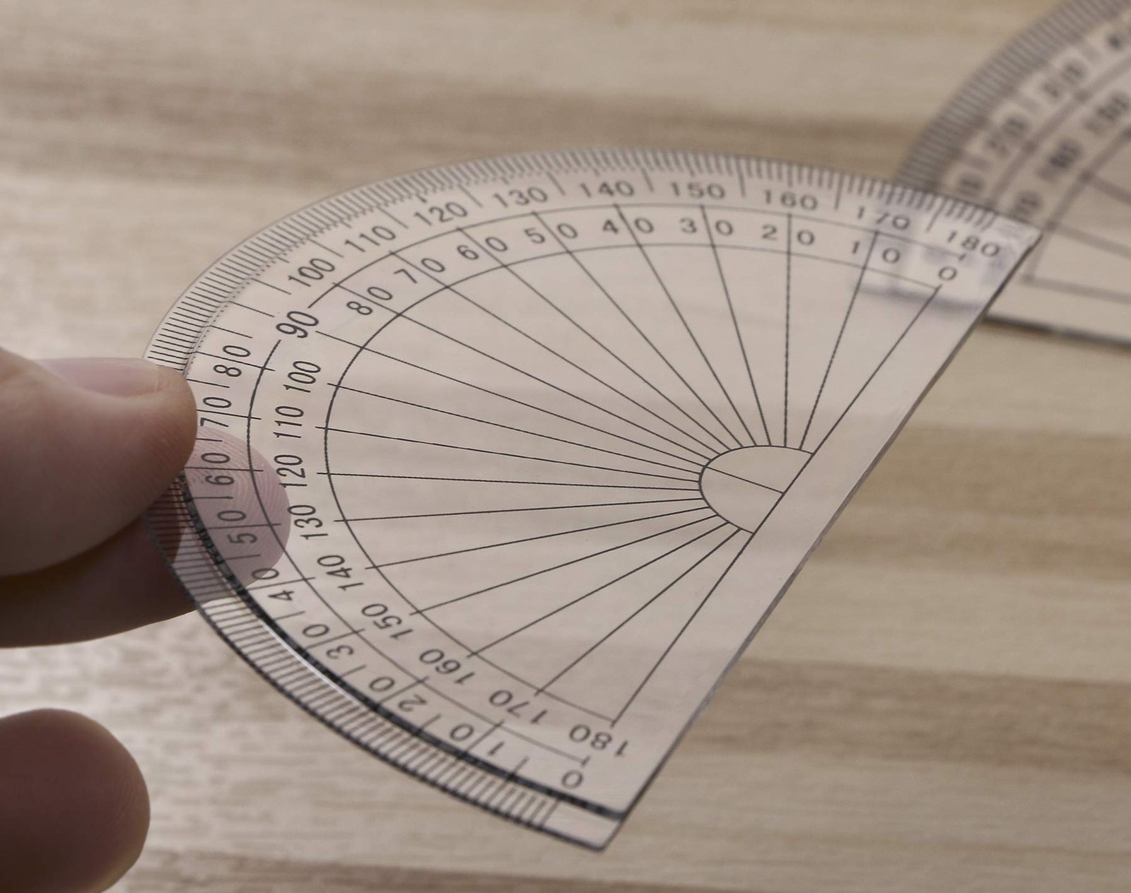 2PCS 4 Inch Clear Plastic Protractors, 180 Degrees, Small Math, Student