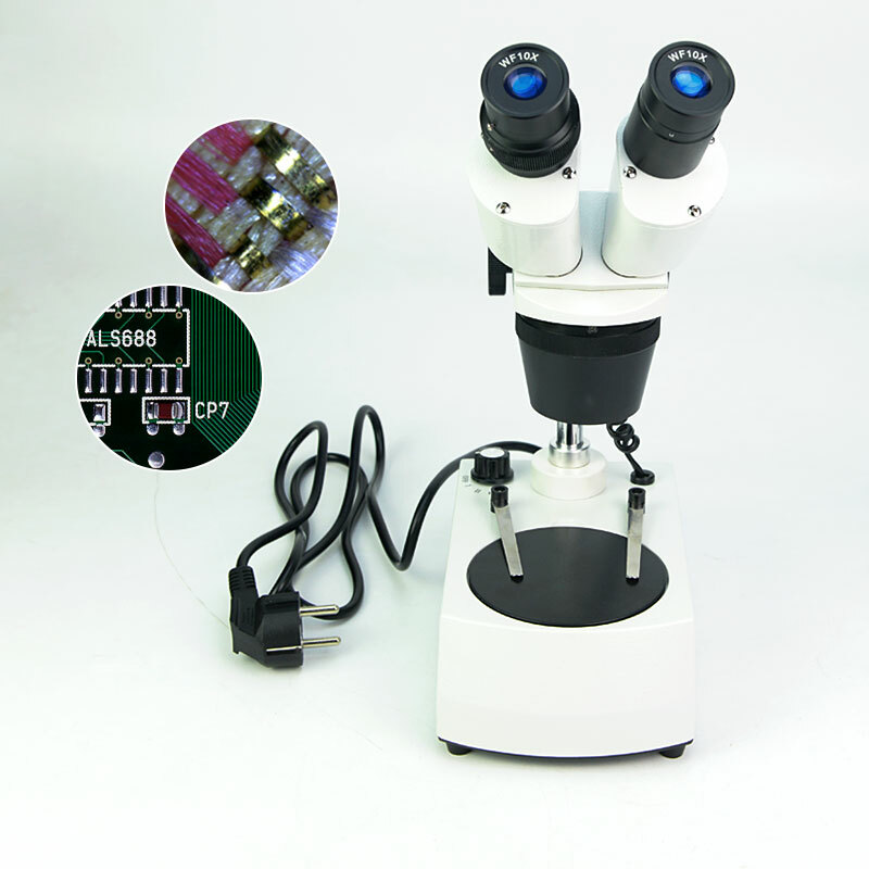 Binocular Stereo Microscope 20X 40X w/ Top Bottom LED Lights for PCB Dissecting