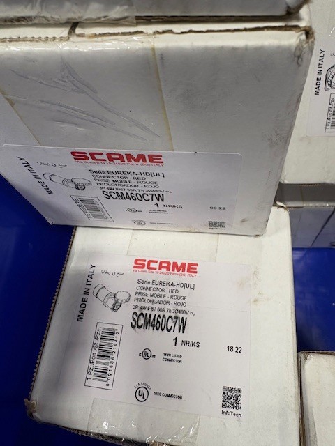 Lot of 2PC - New SCAME SCM460P7W 60A 3P 4W 480V IP67 Watertight Male Plug