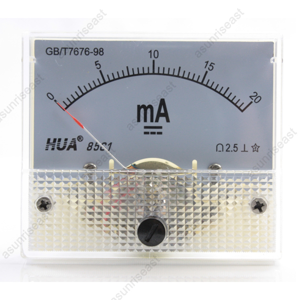 DC 20mA Analog Panel AMP Current Meter Ammeter Gauge 85C1 White 0-20mA DC