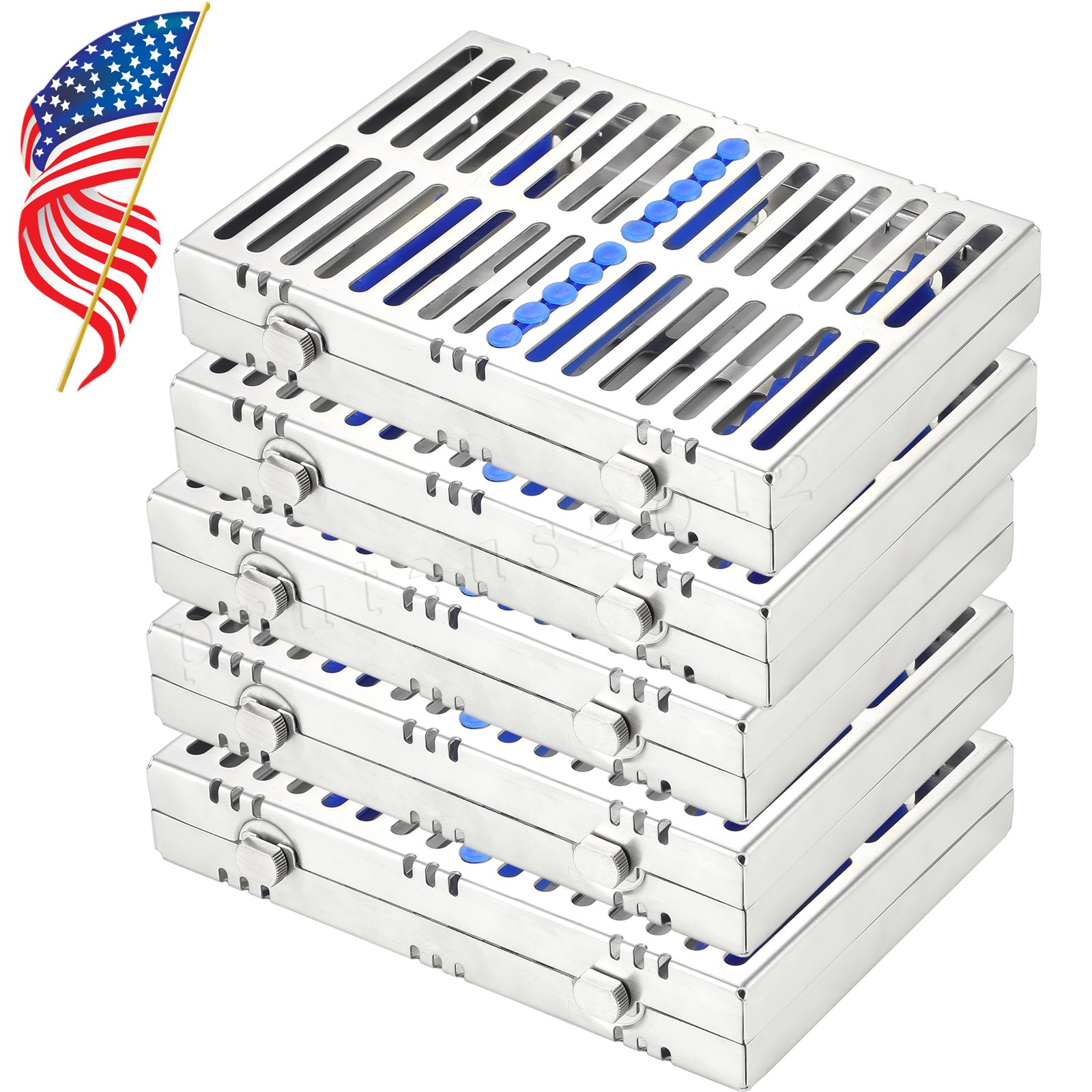 5 DENTAL SURGICAL AUTOCLAVE STERILIZATION CASSETTES RACKS BOX FOR 10 INSTRUMENTS