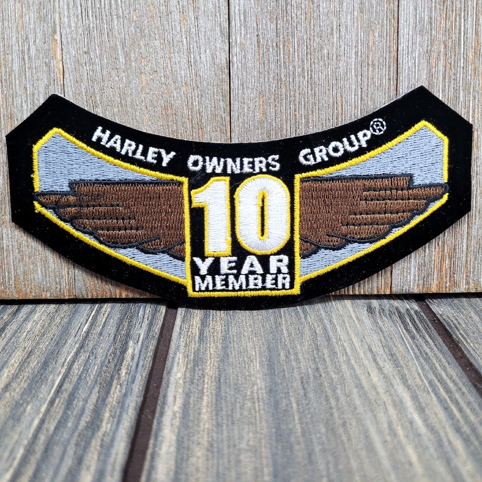 Harley Davidson Owners Group MC 10 year Member Rocker Jacket/Vest Patch HOG