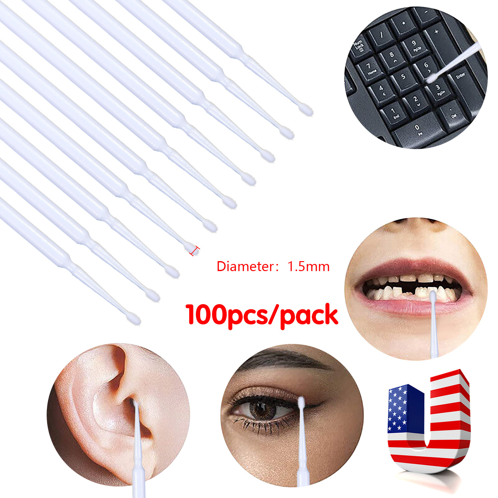 White Microbrush Micro Brush Applicator Tips 1.5mm Dental