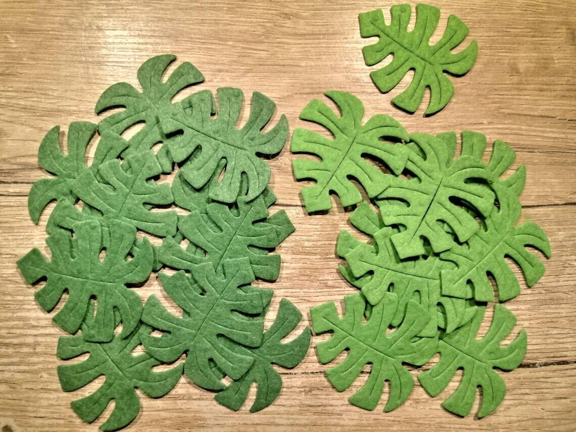 20 pcs Monstera green Felt Leaves felt leaf decor felt embellishment felt decor