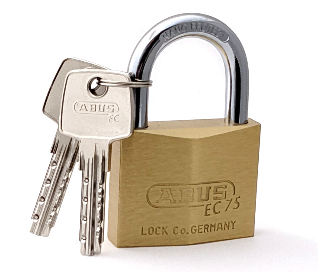 ABUS EC75/50 Solid Brass Body Padlock - Hardened Steel Shackle - Keyed Different