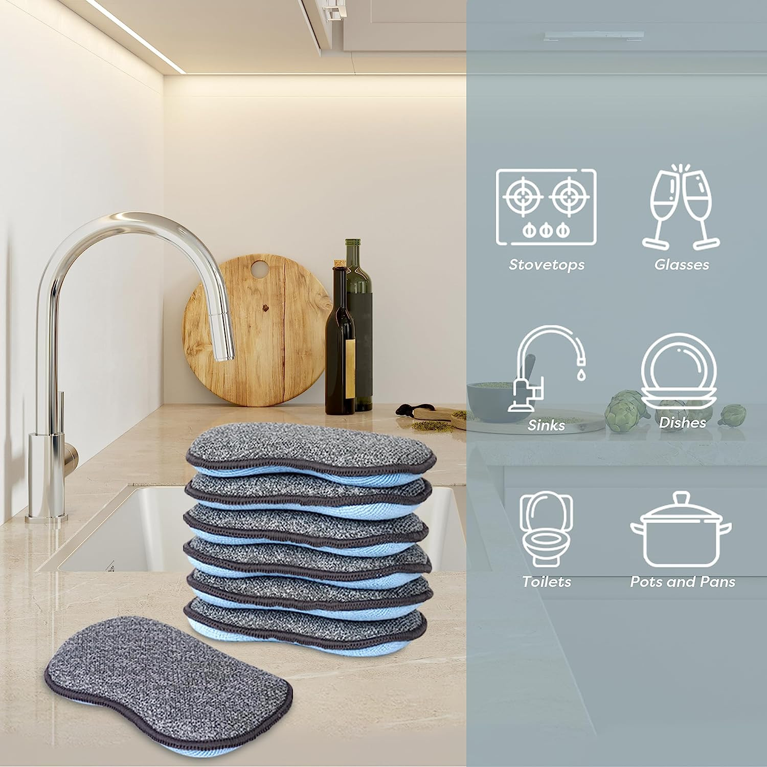Multi-Purpose Sponges Kitchen by Scrub-it - Non-Scratch Microfiber sponges fo...