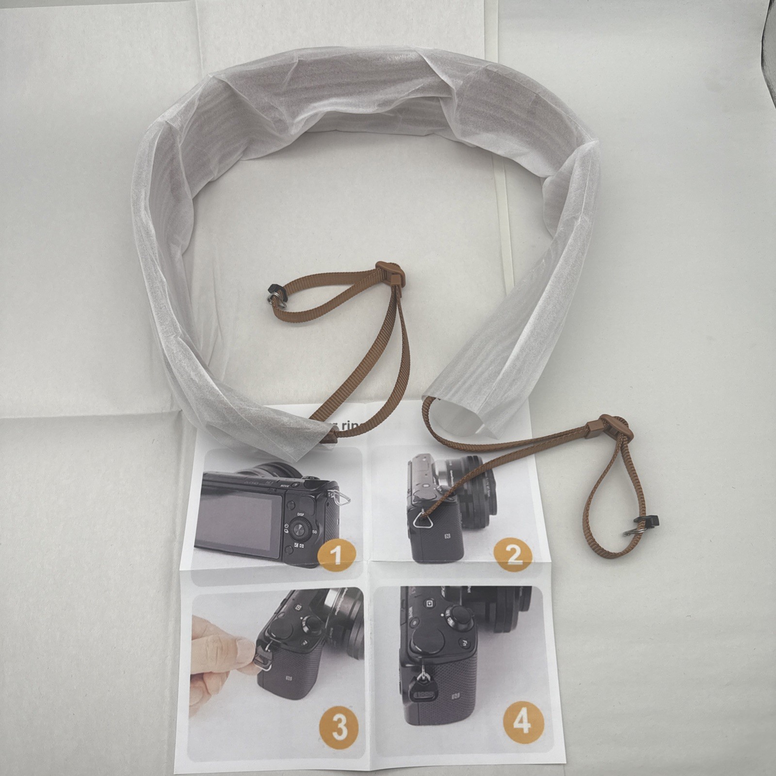 PU Leather Camera Strap Neck Shoulder Padded for DSLR Photographers Brown 1 pcs