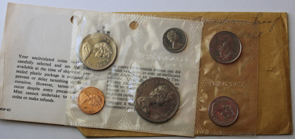 1968 MINT CANADIAN 6 COIN SET IN PHILO FILM AS ISSUED CERT CANADA  NICE