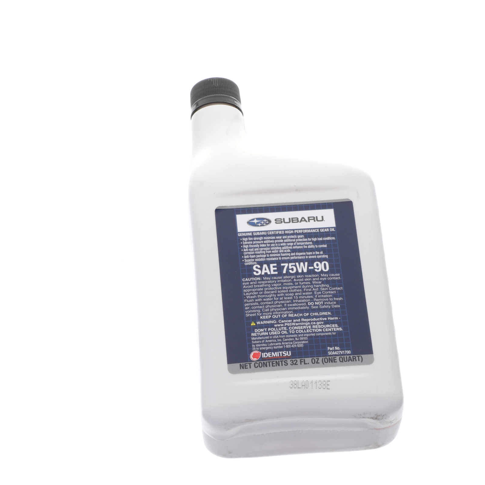 OEM NEW Subaru High Performance Gear Oil SAE 75W-90 32oz 1 Quart SOA427V1700