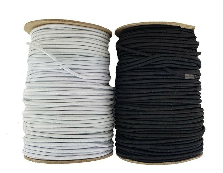 Black & White 4 mm diameter round elastic cord 2,3,4,5,10 metre lengths