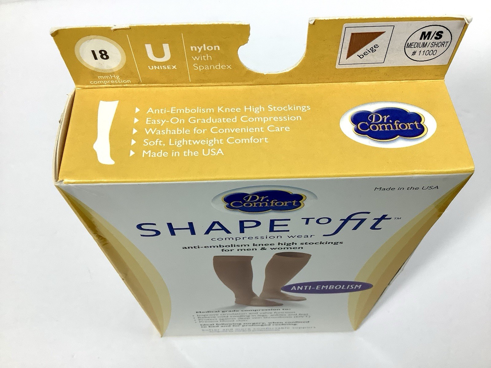 Shape to Fit 18 mmHg KNEE High Compression Stockings UNISEX - MED / SHORT BEIGE