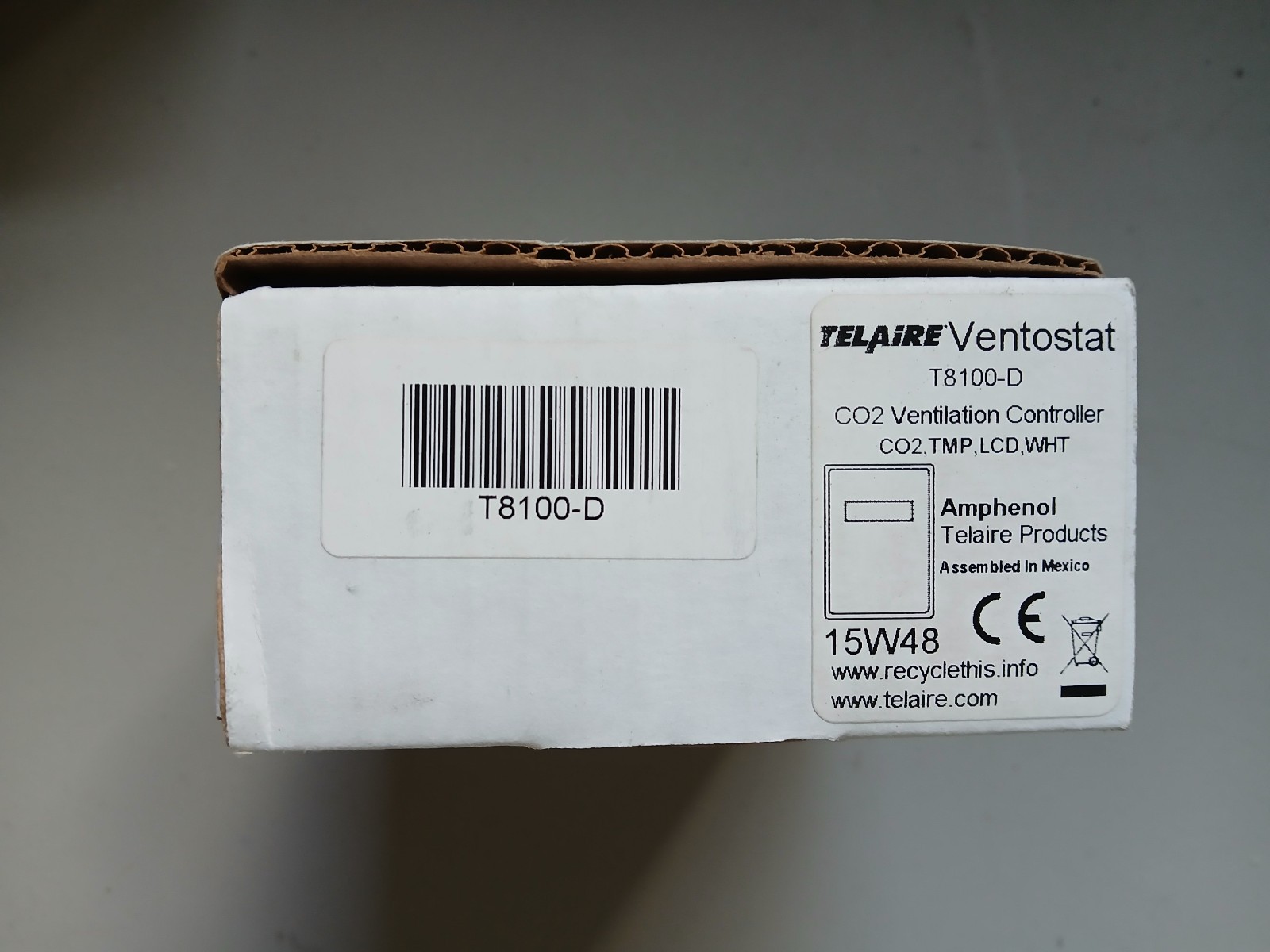 Amphenol Telaire T8100-D Ventostat CO2 Ventilation Controller TMP, LCD, WHT