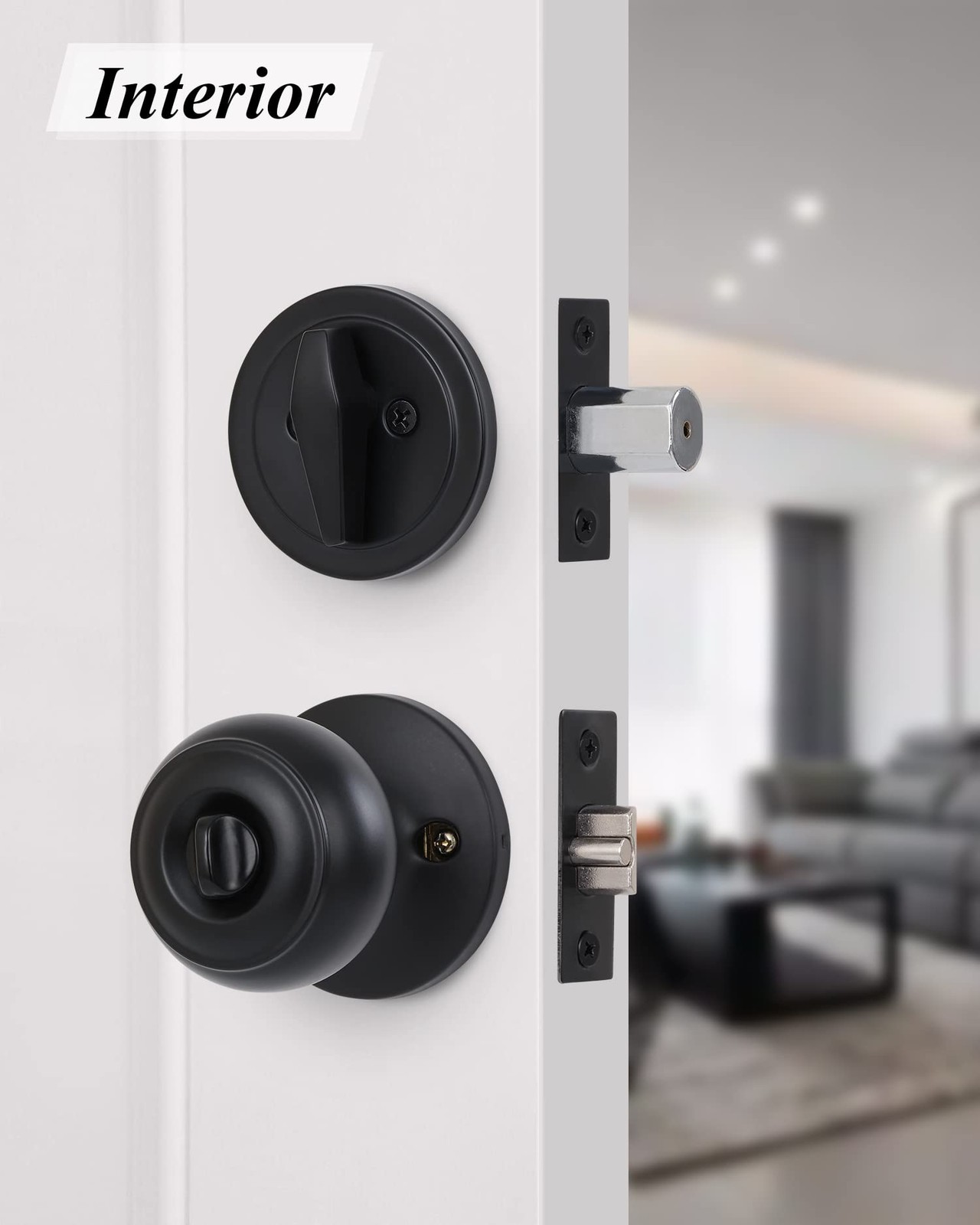 Lanwandeng All Keyed Alike Entry Door Knobs and Single 1 Pack, Matte Black