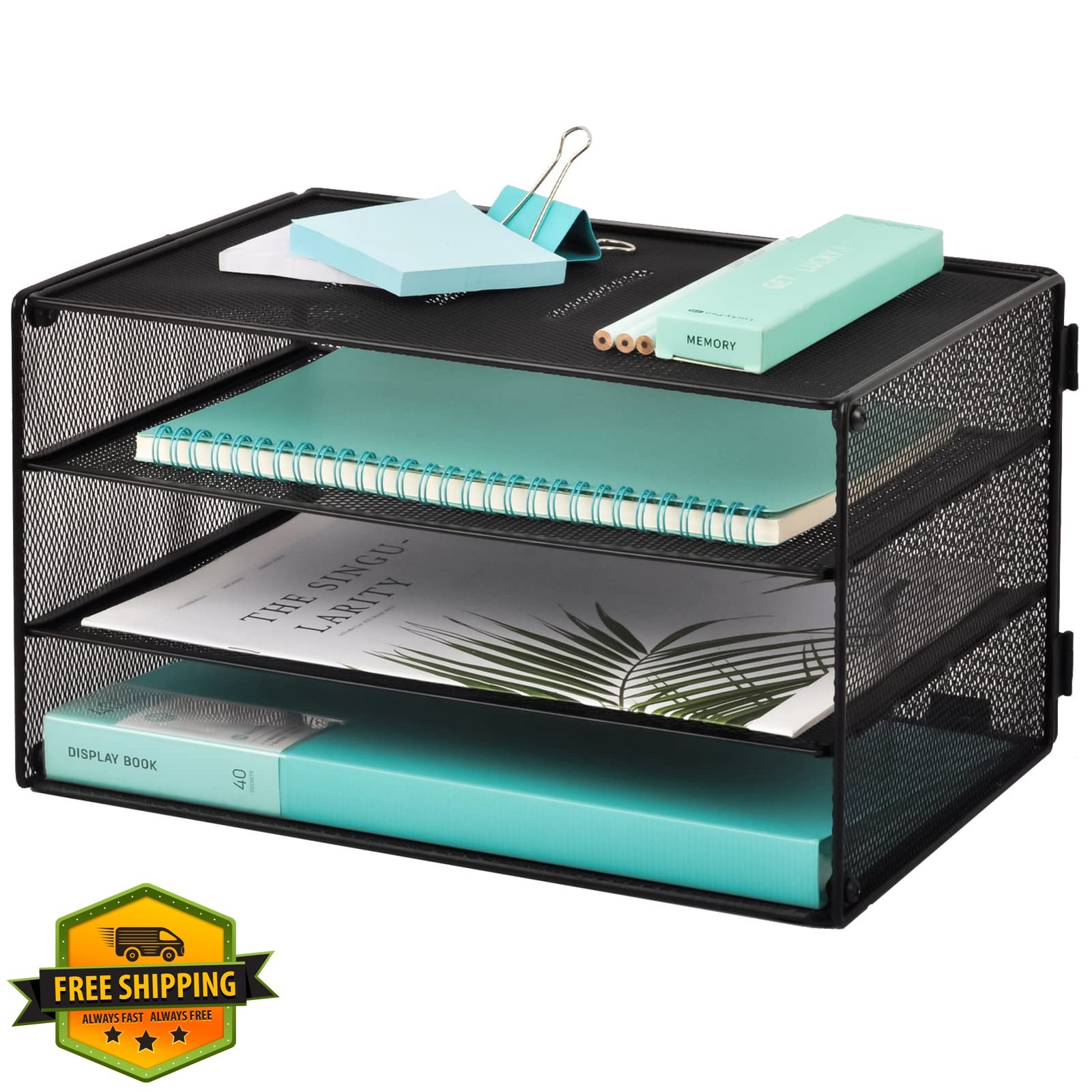 EASEPRES 3 Tier Desk Organizer Tray Black