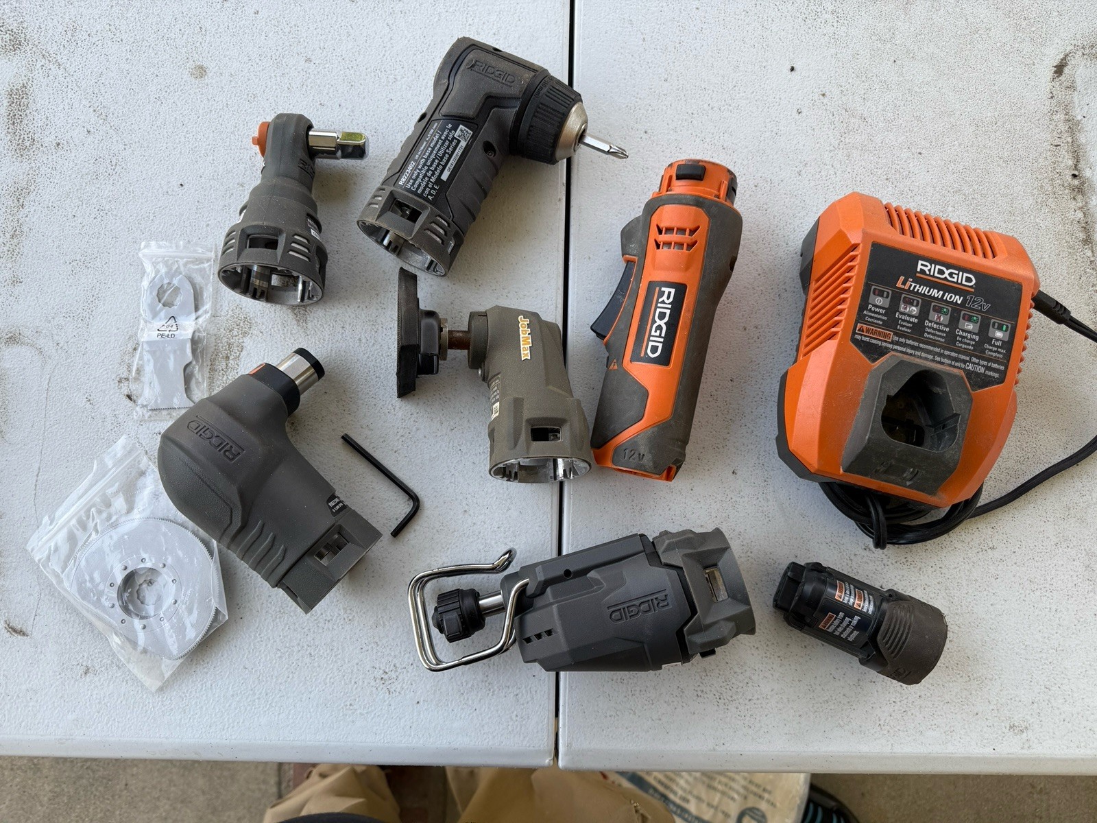 Ridgid 12V JobMax Power Handle Body & Multi Tool Head Attachments 5 Heads