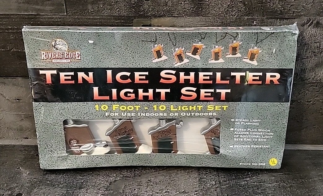Rivers Edge Ice Shelter Ice Fishing Light Set Indoor Outdoor “Gone Fishing”