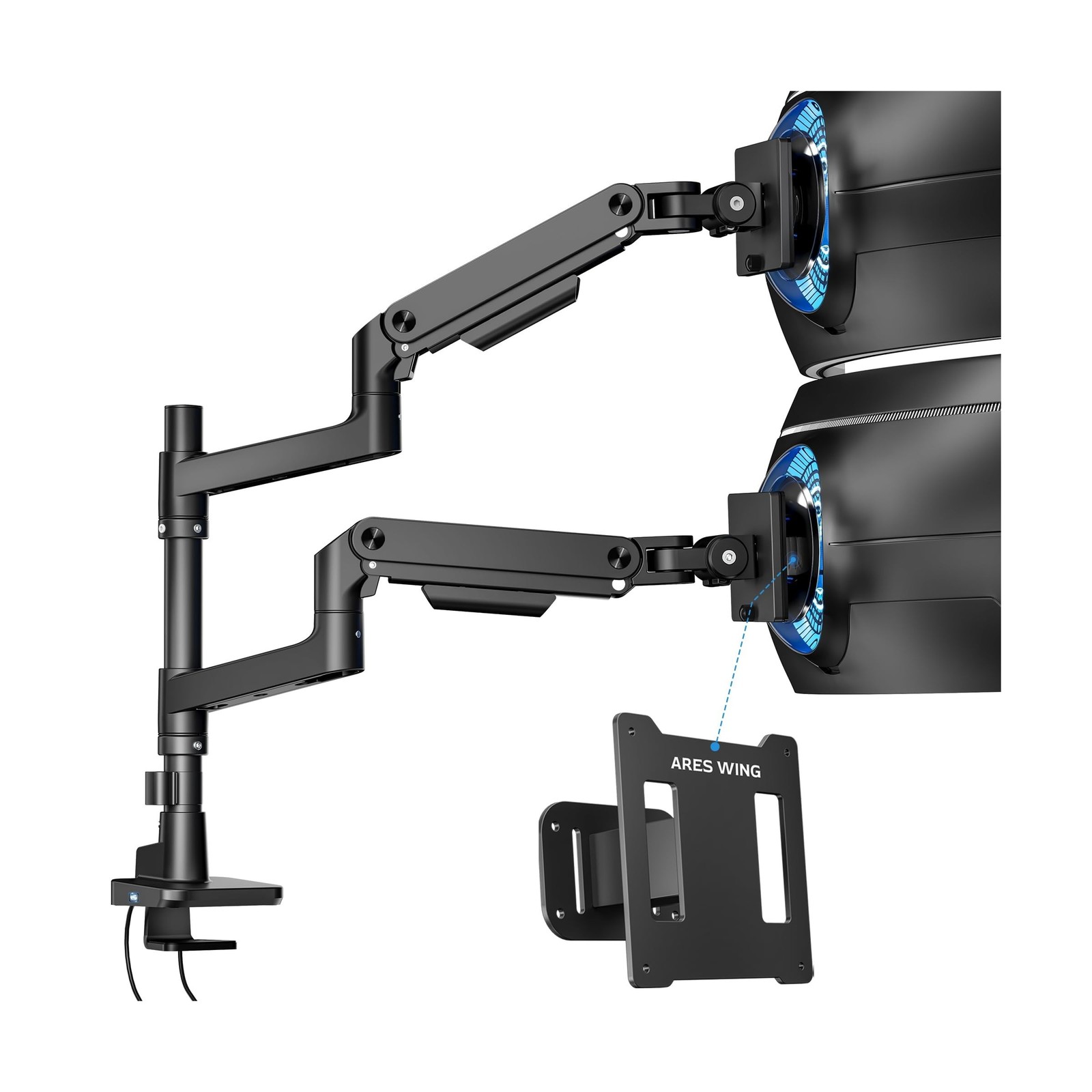 ARES WING Dual Monitor Arm & VESA Adapter for Samsung Neo G9, G65B, G70A, G75...