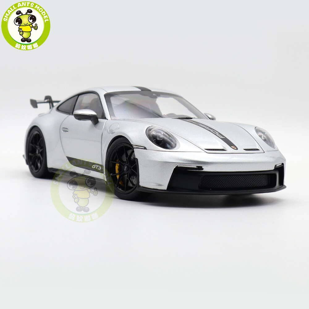 1/18 Porsche 911 992 GT3 2021 Norev 187317 Silver Black Strips Diecast Model Car