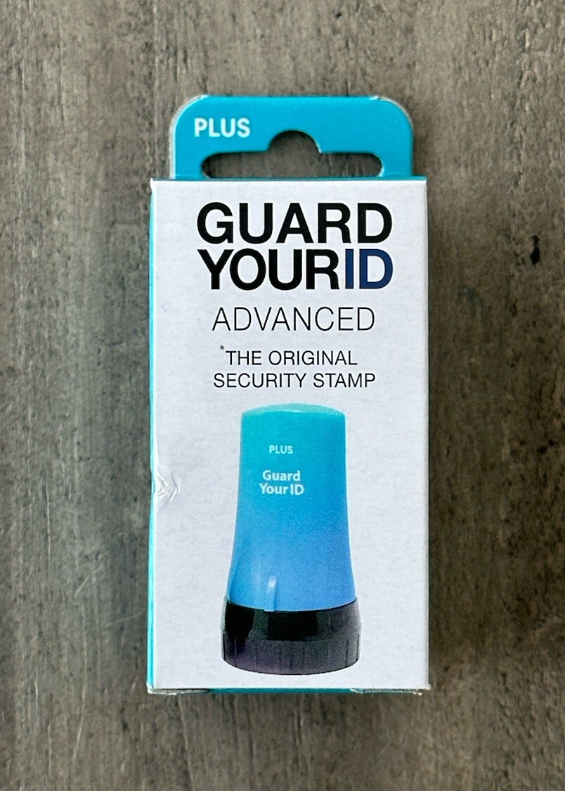 Plus Guard Your ID IS-530CM 59194 Turquoise Advanced Roller Security Stamp New