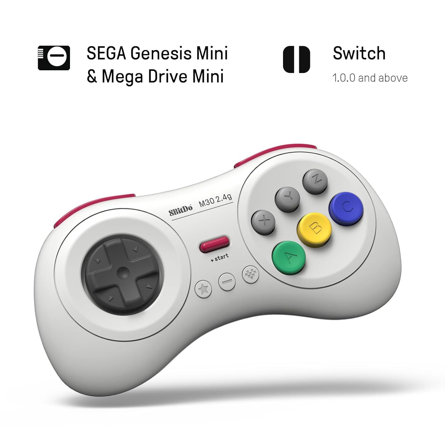 8Bitdo M30 Wireless Controller for Sega Genesis Mini, Nintendo Switch - White