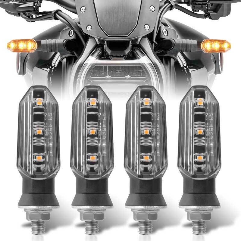 4X Universal Clear Mini LED Motorcycle Turn Signal Indicator Amber Blinker Light