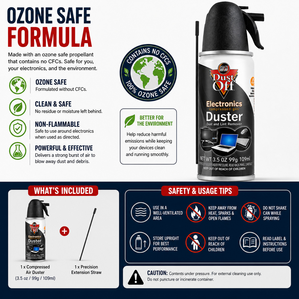 Dust-Off Electronics Compressed Air Duster – PC Keyboard Cleaner Spray