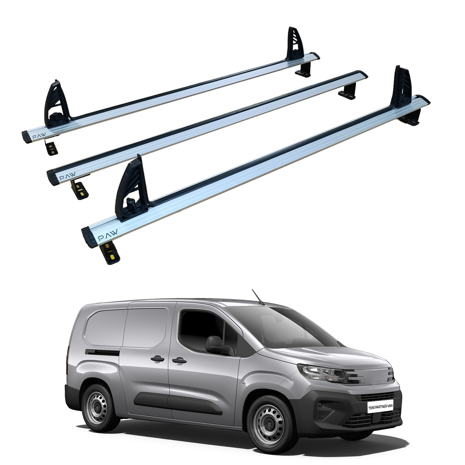 For Peugeot Partner 2018-2025 Roof Racks Cross Bars Carrier Alu 3 Qty