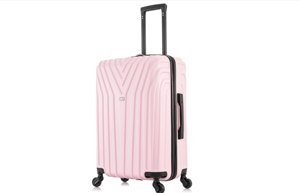 InUSA VASTY 24" Spinner Luggage - Pink, Durable Lightweight Hardside Checked Tra