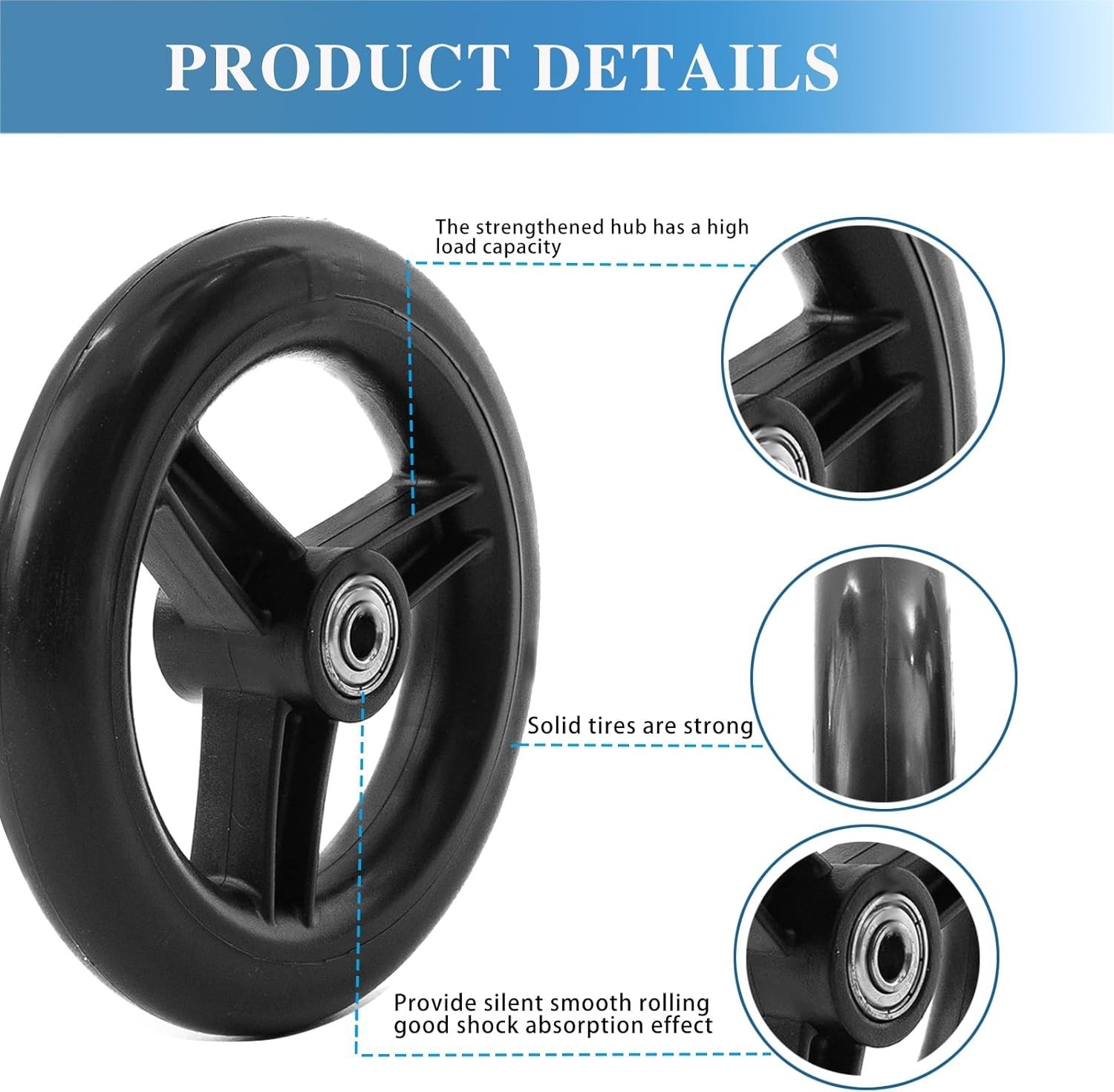 Universal 6-Inch Rollator Walker Wheels with Durable PU Tires - Safe Replacement