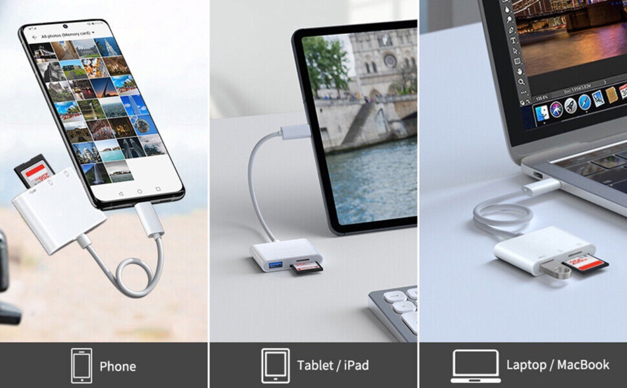 3in1 USB Stick SD Card Reader Type C OTG Adapter For iPhone 17e 16 15 Pro Max 14