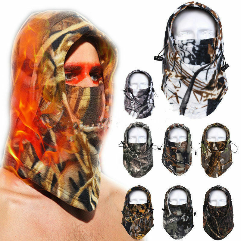 Men Women Winter Camo Fleece Balaclava Hat Ski Hunting Neck Face Mask Hood Cap