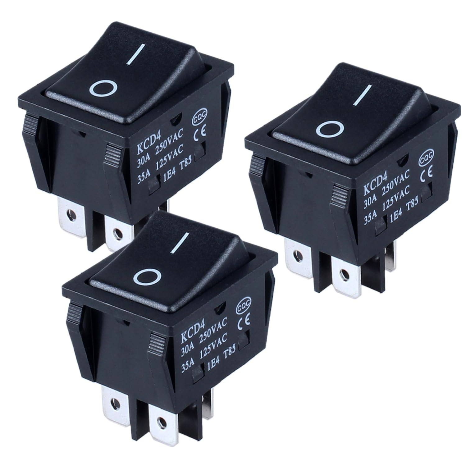 3Pcs 40A 12VDC ON/Off Large Current Rocker Toggle Switch 35A 125VAC DPST 4Pins 2