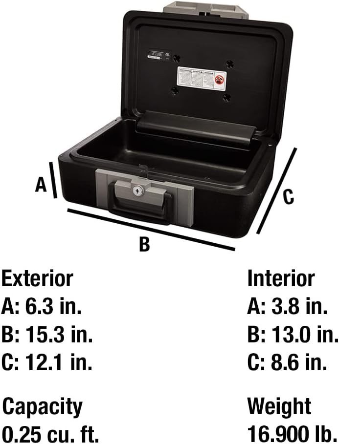 Durable Fireproof Safe Box with Key Lock, Secure Documents & Jewelry