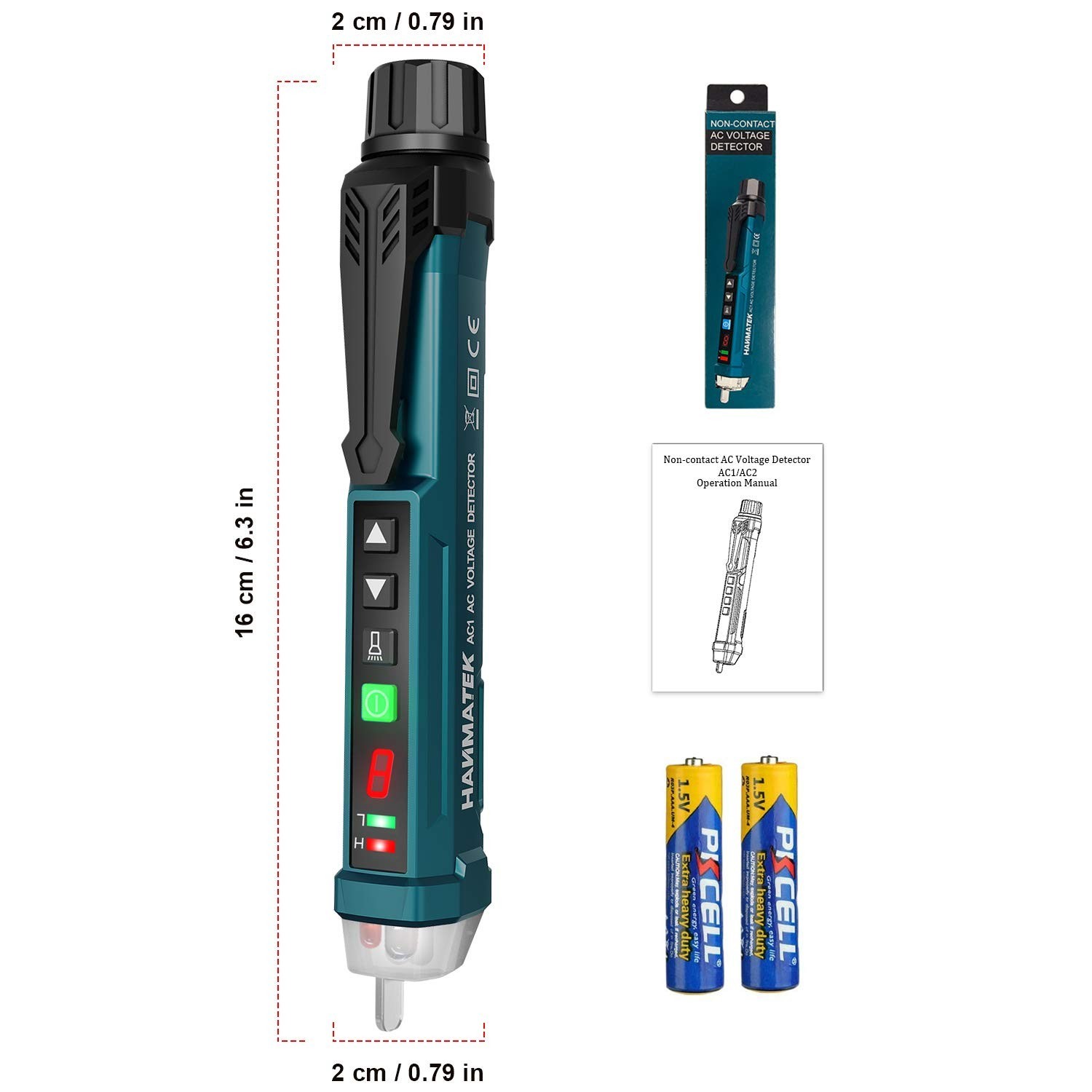 Digital Non-Contact Voltage Tester with Adjustable Range & Night Light Function