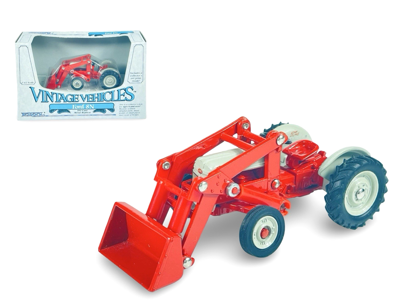 #2512 Ertl Orange Ford 8N Tractor w/Front Loader ~ 1:43 Diecast New Old Stock