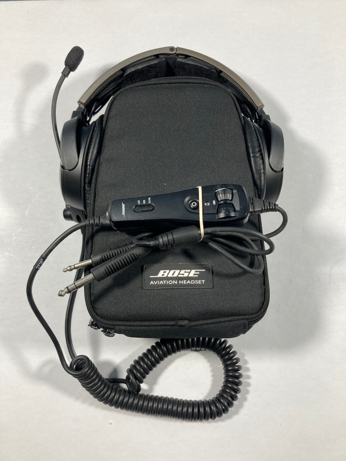 Bose A20 Aviation Headset Dual GA Coiled Cable Plug with Soft Case
