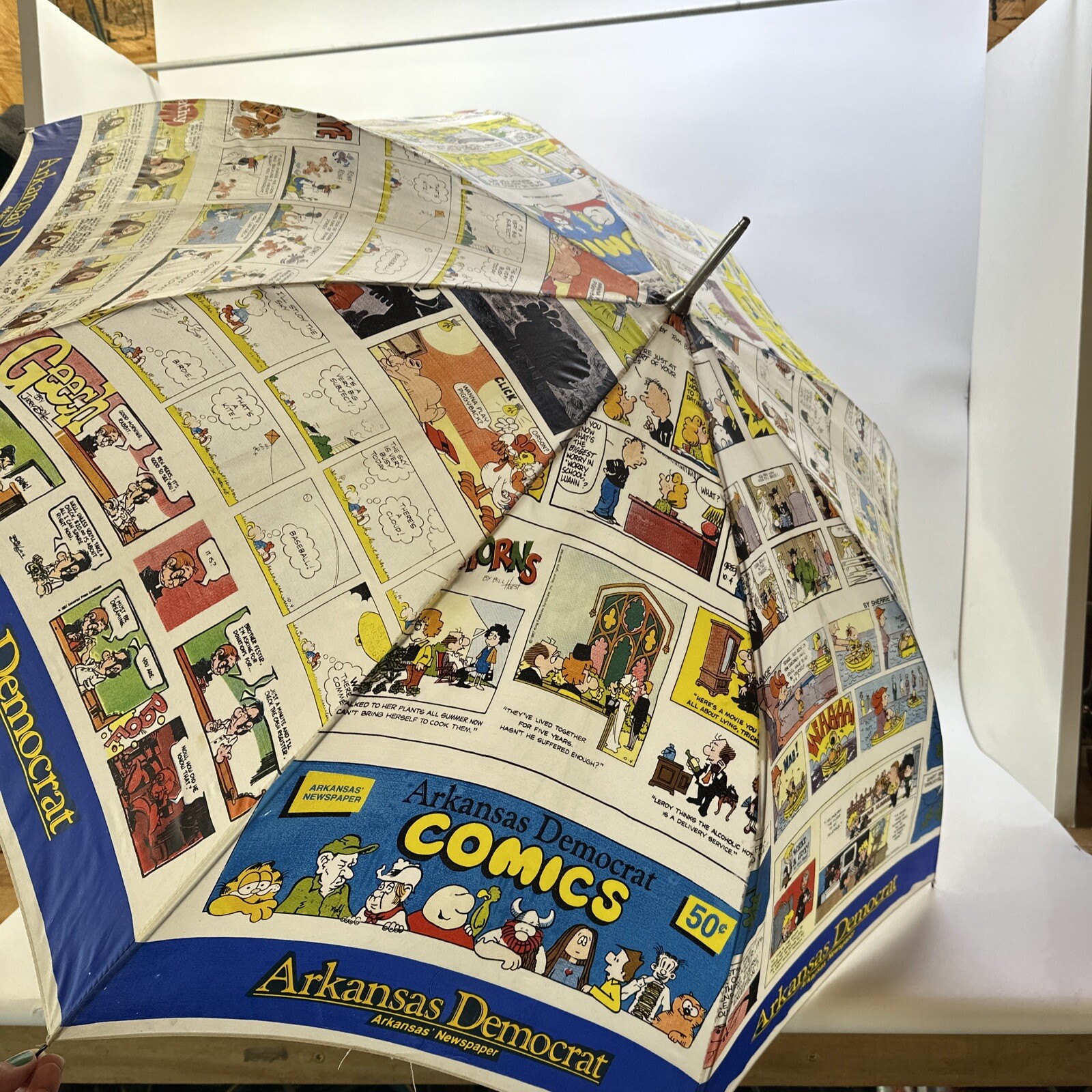 Hot Off The Press Arkansas Democratic Gazette Umbrella Comic Strips Wood Handle