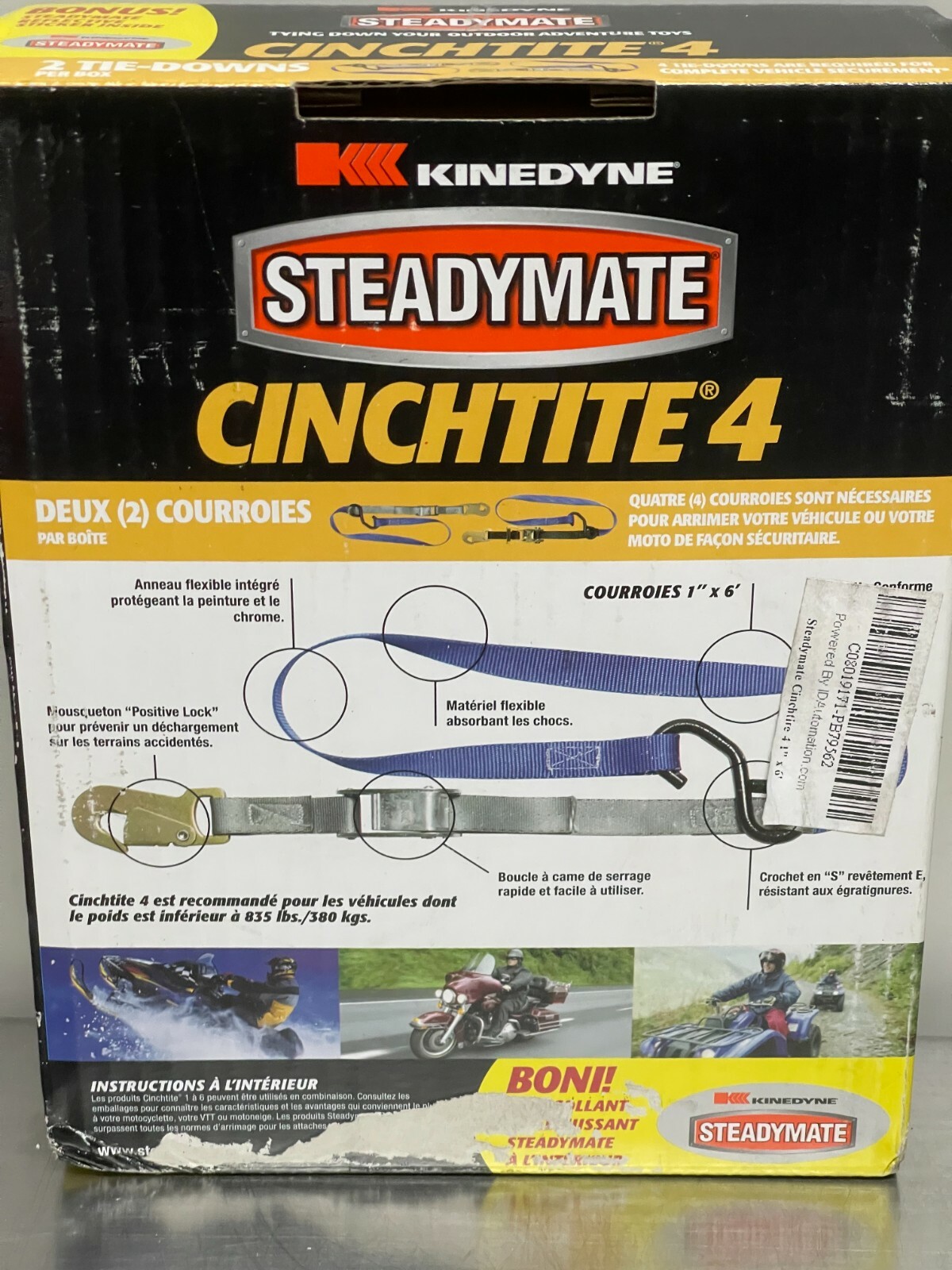 SteadyMate Cinchtite-4 S & Snap Hook Cam Buckle Tie-Down Straps