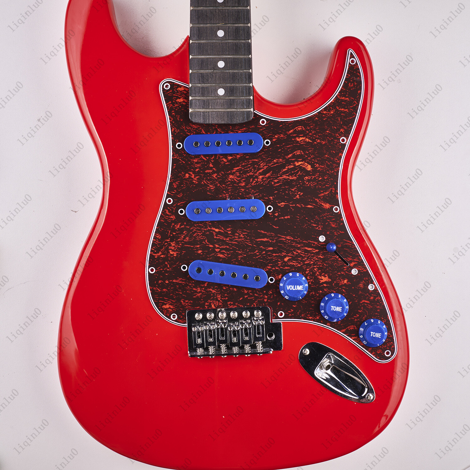 Prewired-Loaded SSS Pickguard Ceramic Pickups For Strat Red Tortoise&DBlue