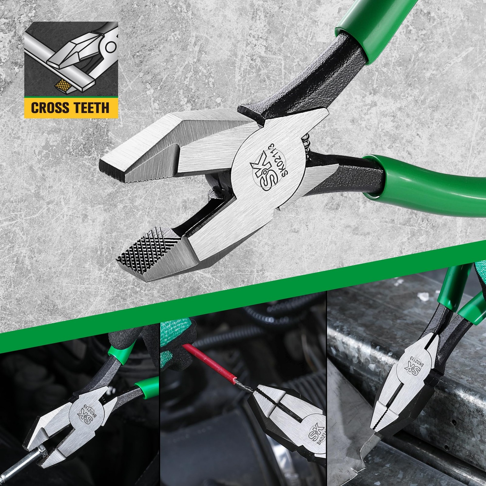 9 Ironworker's Pliers, Wire Cutters With Heavy Duty Knurled Jaws, Spring Loaded