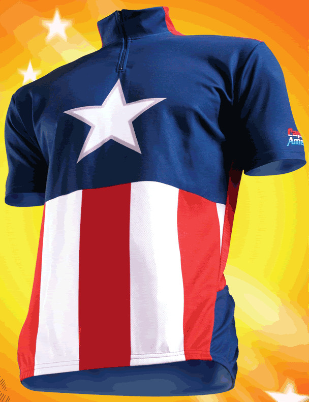 CAPTAIN AMERICA BIKE SHIRT, Marvel Comics, Pure Hero, Cycling Jersey S, M, L