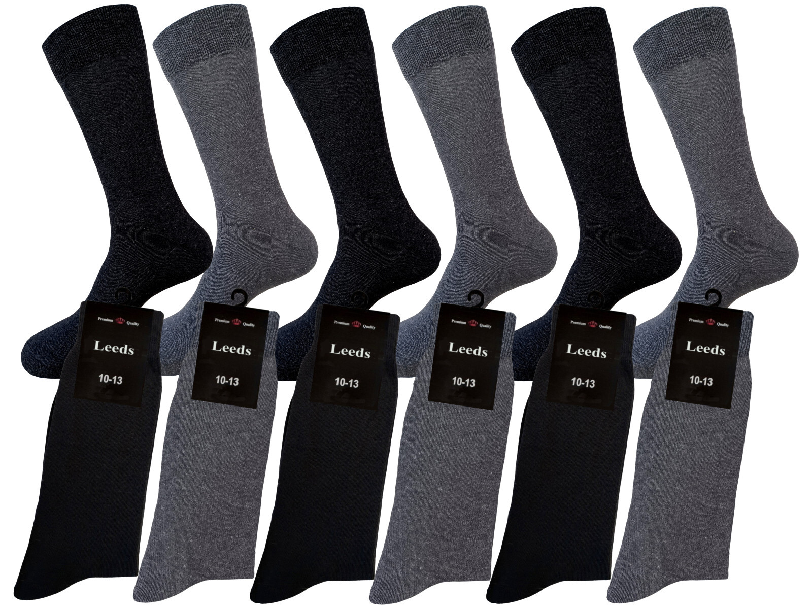 12 OR 6 PK MEN'S DRESS SOCKS SIZE 10-13 NATURAL COTTON BLACK GRAY CHARCOAL