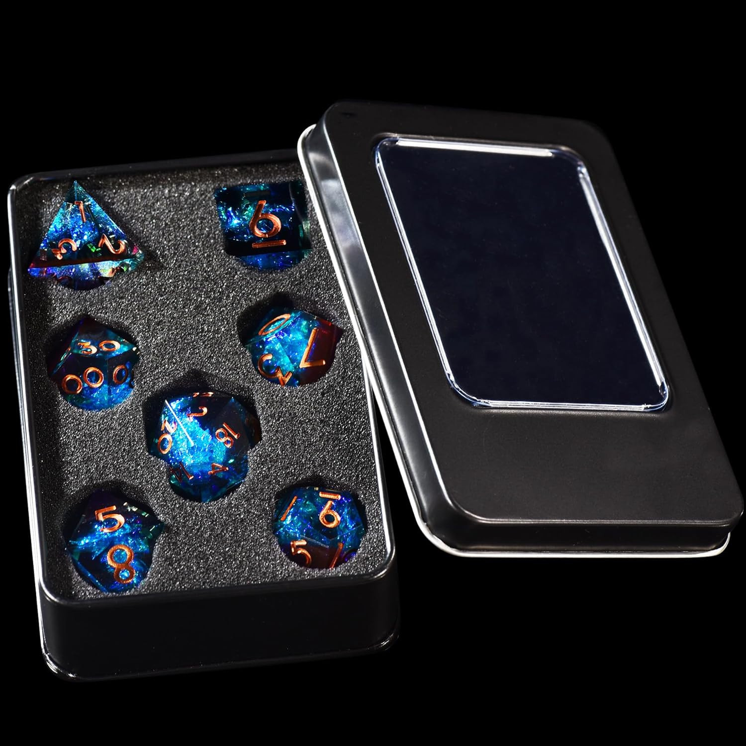 7-Die DND Dice Set Handmade Sharp Edge Polyhedral Dice for Dungeons and D