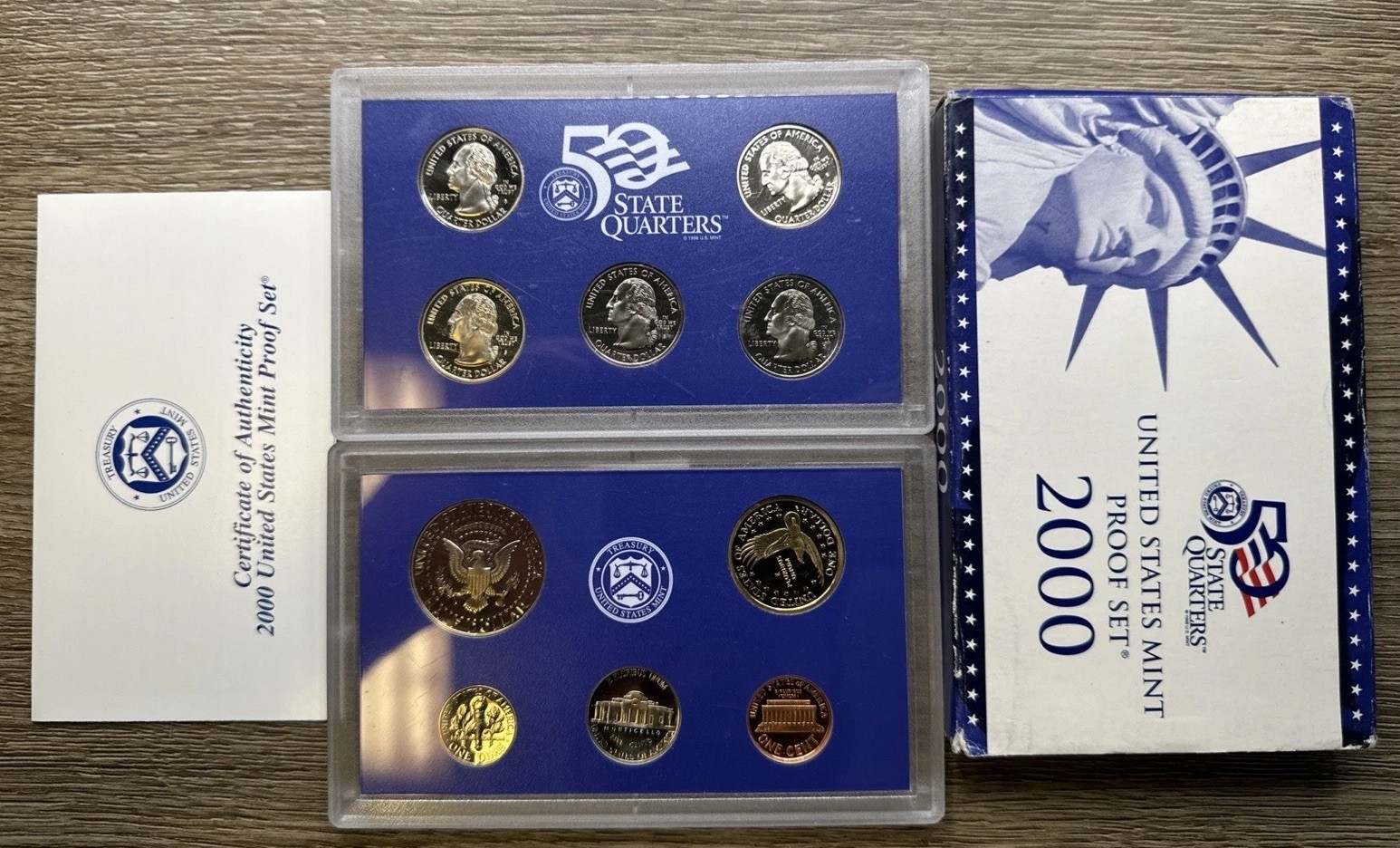 (P) 2000 US Mint Proof Set 10 Piece Clad Set COA OGP Quarters More FREE Shipping